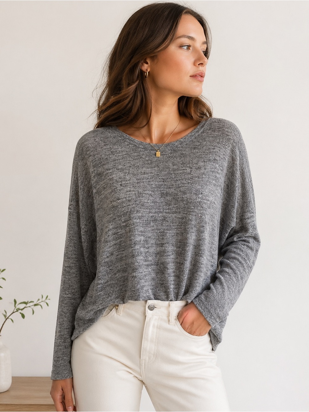 rag & bone Anthropologie Long Sleeve Top in Gray size M